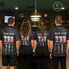 Load image into Gallery viewer, Grunge US Flag Beer Pool 8 Ball &amp; 9 Ball Men Billiard Shirt Custom Patriotic Billiard Team Attire NYN2560