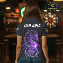 Load image into Gallery viewer, Purple Dartboard Lightning Dragon Stone Custom Mens Polo Dart Shirt Dart Team Jerseys NYN1778