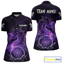 Load image into Gallery viewer, Purple Dartboard Lightning Dragon Stone Custom Mens Polo Dart Shirt Dart Team Jerseys NYN1778