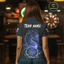 Load image into Gallery viewer, Blue Dartboard Lightning Dragon Stone Custom Mens Polo Dart Shirt Dart Team Jerseys NYN1779