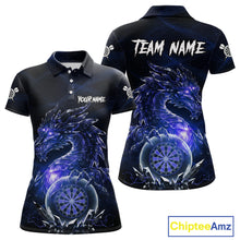 Load image into Gallery viewer, Blue Dartboard Lightning Dragon Stone Custom Mens Polo Dart Shirt Dart Team Jerseys NYN1779