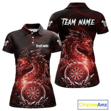 Load image into Gallery viewer, Red Dartboard Lightning Dragon Stone Custom Mens Polo Dart Shirt Dart Team Jerseys NYN1780