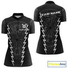 Load image into Gallery viewer, Custom Black Grey Dartboard Dart Women Quarter-Zip Shirt Outfits Dart Team Jerseys NYN1529