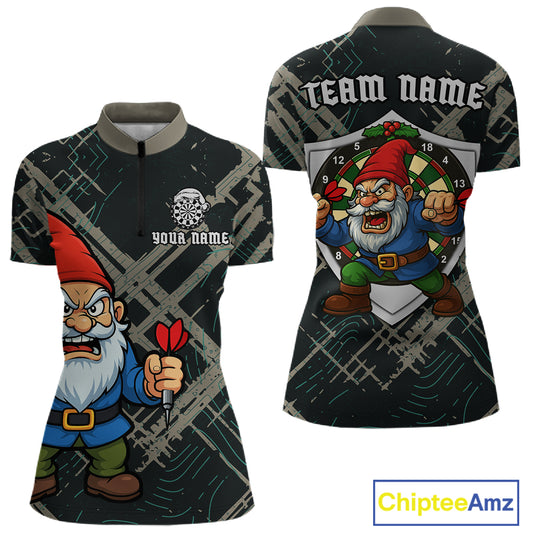 Custom Santa Claus Dartboard Funny Christmas Dart Team Women Quarter-Zip Shirt Xmas Dart Gifts NYN1537