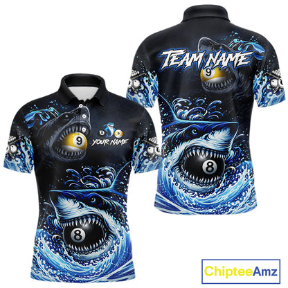 Funny Shark Waving Pool 8 Ball & 9 Ball Billiard Shirt For Men Personalized Ball Billiard Attire NYN2590