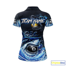 Load image into Gallery viewer, Funny Shark Waving Pool 8 Ball &amp; 9 Ball Billiard Shirt For Women Personalized Ball Billiard Attire NYN2590