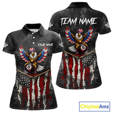 Load image into Gallery viewer, Smoke Grunge US Flag Eagle 8 Ball Cue Billiard Pool Shirt For Women Custom Patriotic Billiard Appeal NYN2763