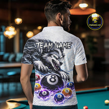 Load image into Gallery viewer, Funny Black-White Wolf Thunder Pool Ball Billiard Shirt For Men Custom Ball 8 Billiard Attire NYN2614