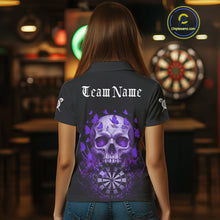 Load image into Gallery viewer, Custom Purple Butterflies Skull Head Flowers Dartboard Women Darts Polo Shirt, Dart Jerseys NYN1840