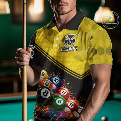 Custom Colorful Splash Ball Billiard Shirt For Men Personalized Cue Billiard Attire Gifts NYN2337