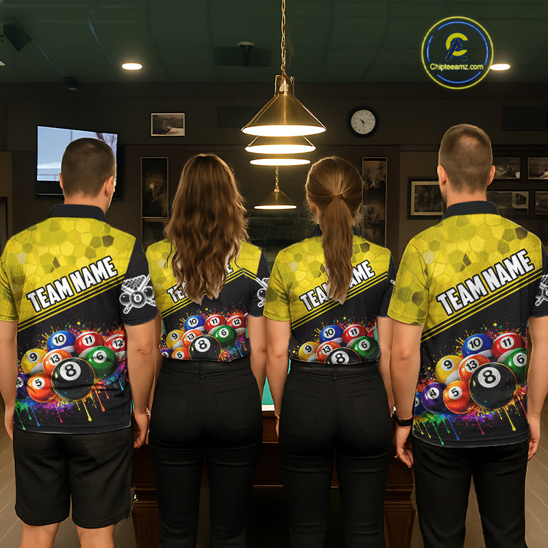 Custom Colorful Splash Ball Billiard Shirt For Men Personalized Cue Billiard Attire Gifts NYN2337