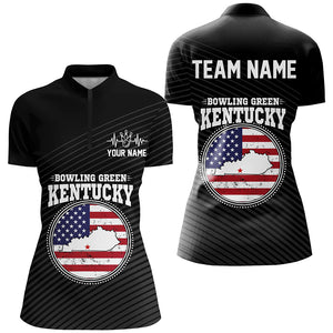 Custom Bowling Green Kentucky for Women, 1/4 Zip Bowling Shirts,  Team Shirt Bowling Pin And Ball QZT303