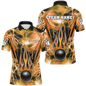 Personalized Thunder Bowling Shirt for Men Flame Bowling Team Jersey Polo Shirt QZT277