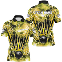 Load image into Gallery viewer, Personalized Thunder Bowling Shirt for Men Flame Bowling Team Jersey Polo Shirt QZT277