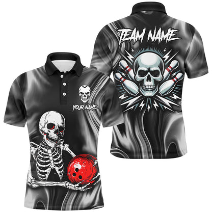 Skull Bowling Shirt Personalized Bowling Team League Skull Polo Shirt for Men QZT285