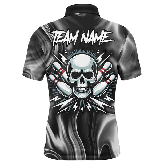 Skull Bowling Shirt Personalized Bowling Team League Skull Polo Shirt for Men QZT285