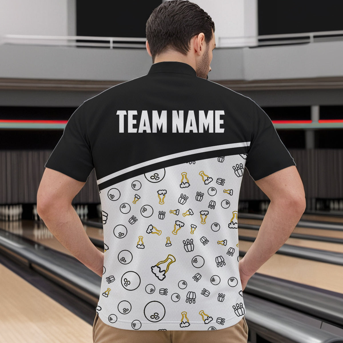 Custom Beer Bowling Shirt for Men Women Quarter-Zip Bowling Team Jersey QZT612