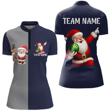 Load image into Gallery viewer, Custom Christmas Bowling Team Shirts Multicolor Quarter Zip Bowling Jersey for Women QZT487