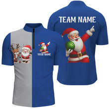 Load image into Gallery viewer, Custom Christmas Bowling Team Shirts Multicolor QuarterZip Bowling Jersey for Men QZT487