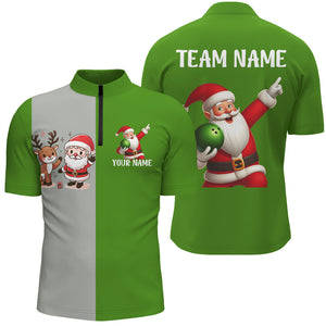 Custom Christmas Bowling Team Shirts Multicolor QuarterZip Bowling Jersey for Men QZT487