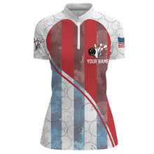 Load image into Gallery viewer, Bowling Shirt for Women Bowling Tournament Jersey Unisex 1/4 Zip Bowling Shirt QZT273