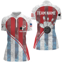 Load image into Gallery viewer, Bowling Shirt for Women Bowling Tournament Jersey Unisex 1/4 Zip Bowling Shirt QZT273