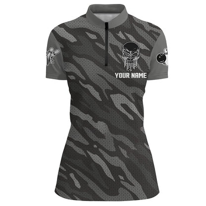 Personalized 1/4 Zip Bowling Jerseys for Women Bowling Shirt Unisex QZT282
