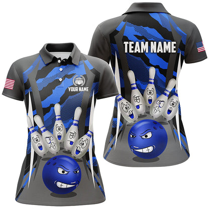 Custom Camo Bowling Shirt Women Bowling Team Jersey Polo Short Sleeves QZT457