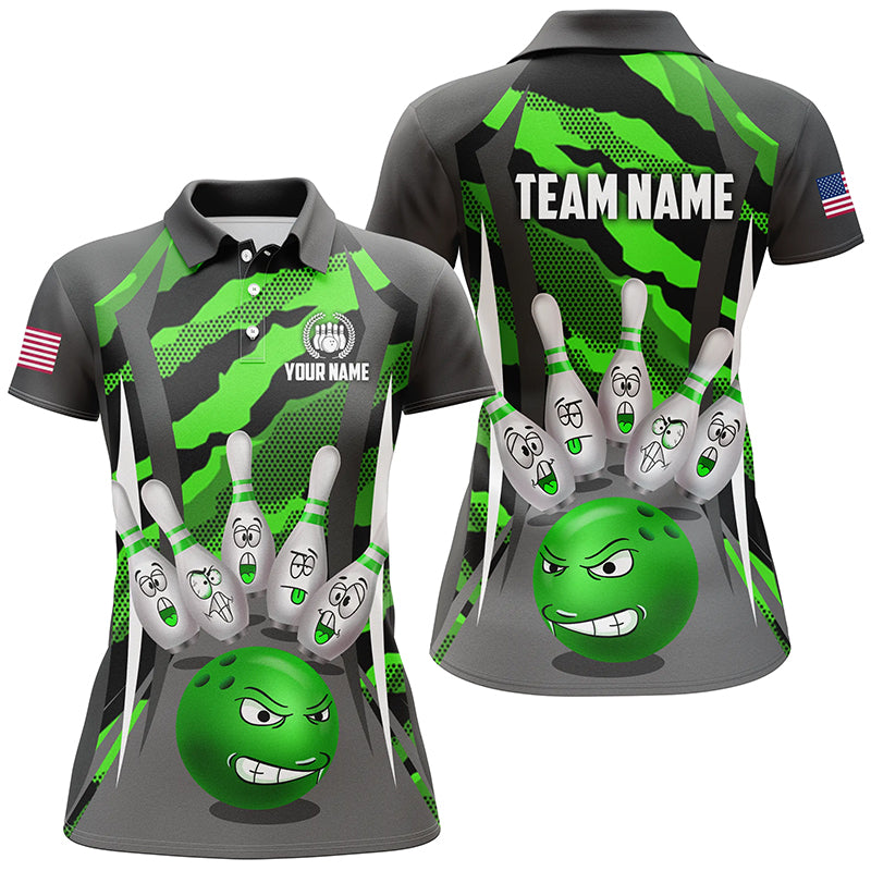 Custom Camo Bowling Shirt Women Bowling Team Jersey Polo Short Sleeves QZT457