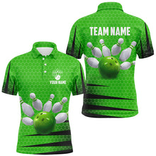 Load image into Gallery viewer, Personalized Bowling Jersey Green Bowling Shirt for Men Bowling Team League Polo Shirt QZT270