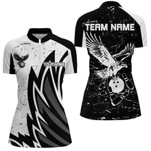 Load image into Gallery viewer, Personalized Women Eagle Bowling Shirts 1/4 Zip Bowling Jersey League Multicolor QZT463
