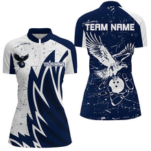 Load image into Gallery viewer, Personalized Women Eagle Bowling Shirts 1/4 Zip Bowling Jersey League Multicolor QZT463