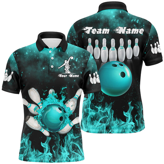 Flame Bowling Shirts for Men Custom Bowling Team Jersey Quarter Zip Shirt QZT464
