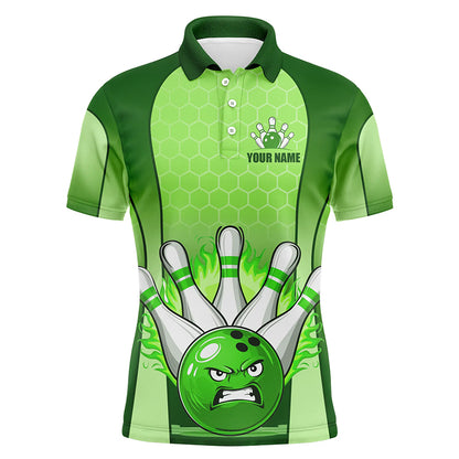 Personalized Bowling Shirt Green Men Polo Bowling Jersey Bowling Team League Unisex QZT278