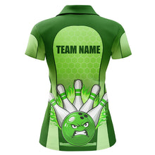 Load image into Gallery viewer, Personalized Bowling Shirt Green Women Polo Bowling Jersey Bowling Team League Unisex QZT278