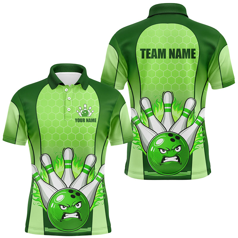Personalized Bowling Shirt Green Men Polo Bowling Jersey Bowling Team League Unisex QZT278