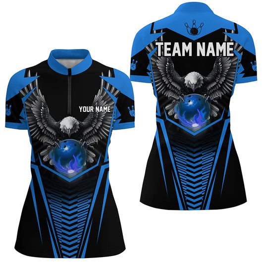 Custom Eagle Bowling Shirts 1/4 Zip Bowling Team League for Women QZT434
