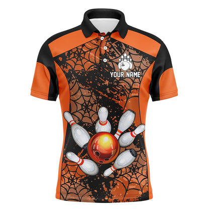 Orange Bowling Shirt for Men Spider Bowling Shirt Customized Polo Shirt Unisex QZT288
