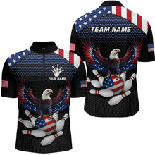 Load image into Gallery viewer, Custom Eagle Bowling Team Shirt American Bowling Quarter-Zip Jersey for Men Women QZT658