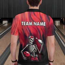 Load image into Gallery viewer, Black &amp; Red Bowling Team Shirt Custom Skull Polo Bowling Jersey for Men Women QZT605