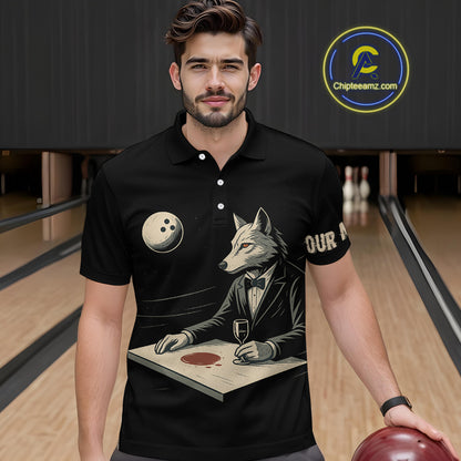 Personalized Black Wolf Bowling Jersey for Men Bowling Team Shirt Polo & 1/4-Zip Bowling Unisex QZT702