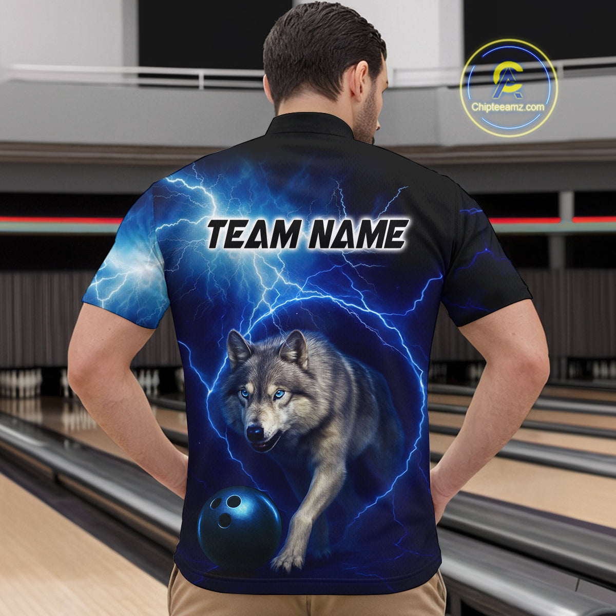Custom Bowling Shirts for Men Thunder Bowling Jerseys Bowling Team League Polo & Quarter-Zip QZT704