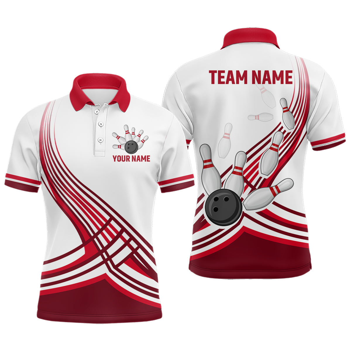 Personalized Men's Bowling Jersey Polo Bowling Team Shirts Bowling Gifts QZT502