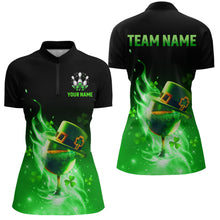 Load image into Gallery viewer, Custom Bowling Shirt Unisex Green Shamrock Lucky Clover Quarter-Zip Bowling Jersey QZT624