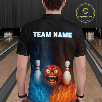 Custom Crazy Bowling Shirt for Team Flame & Water Bowling Jersey for Men Bowling Unisex QZT745