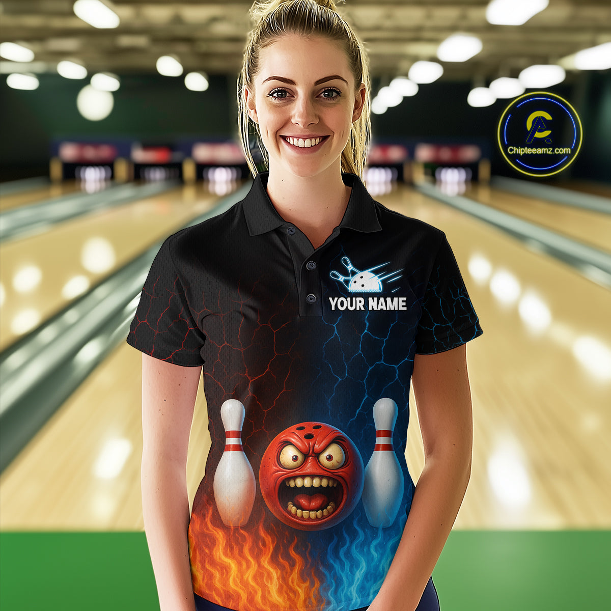 Custom Crazy Bowling Shirt for Team Flame & Water Bowling Jersey for Women Bowling Unisex QZT745