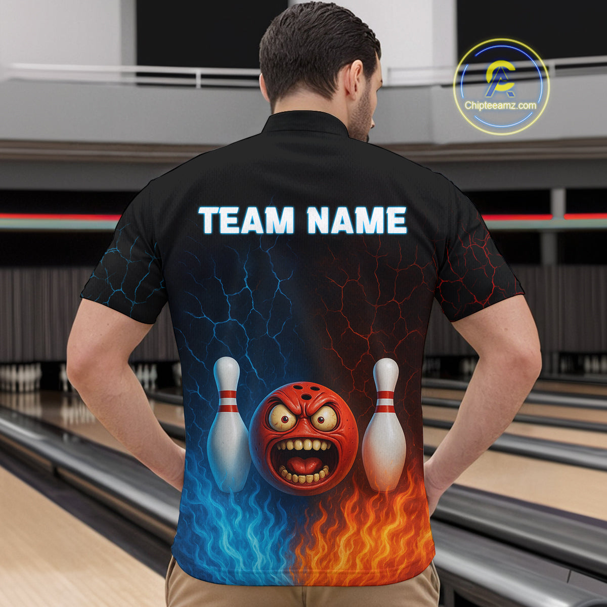Custom Crazy Bowling Shirt for Team Flame & Water Bowling Jersey for Men Bowling Unisex QZT745
