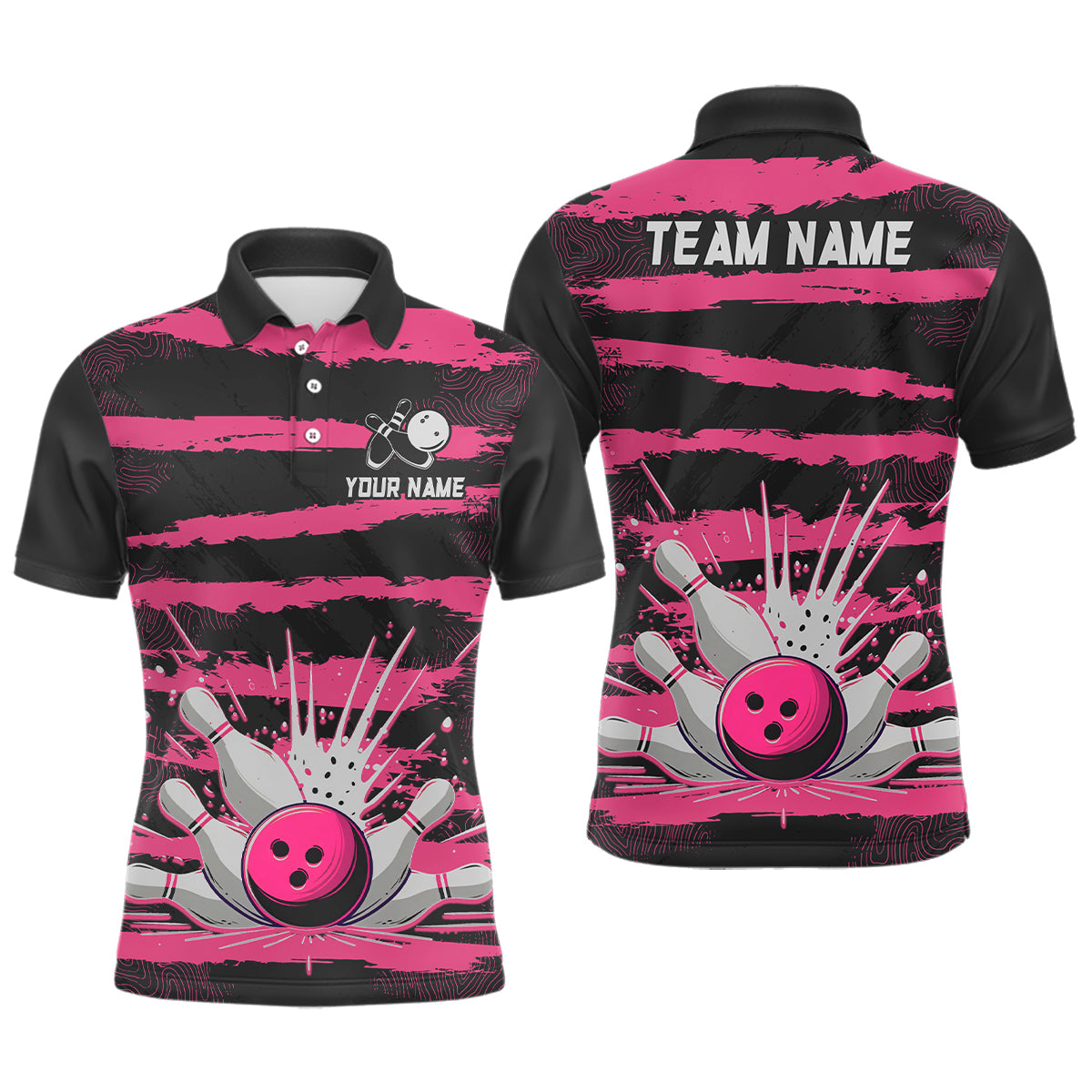 Men Camo Bowling Shirts Polo Custom Bowling Team Jersey League Multicolor QZT472