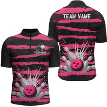 Load image into Gallery viewer, Men Camo Bowling Shirts 1/4 Zip Custom Bowling Team Jersey League Multicolor QZT472