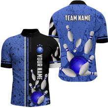 Load image into Gallery viewer, Custom Men Bowling Team Shirts Quarter Zip Bowling Jersey League Muticolor QZT474